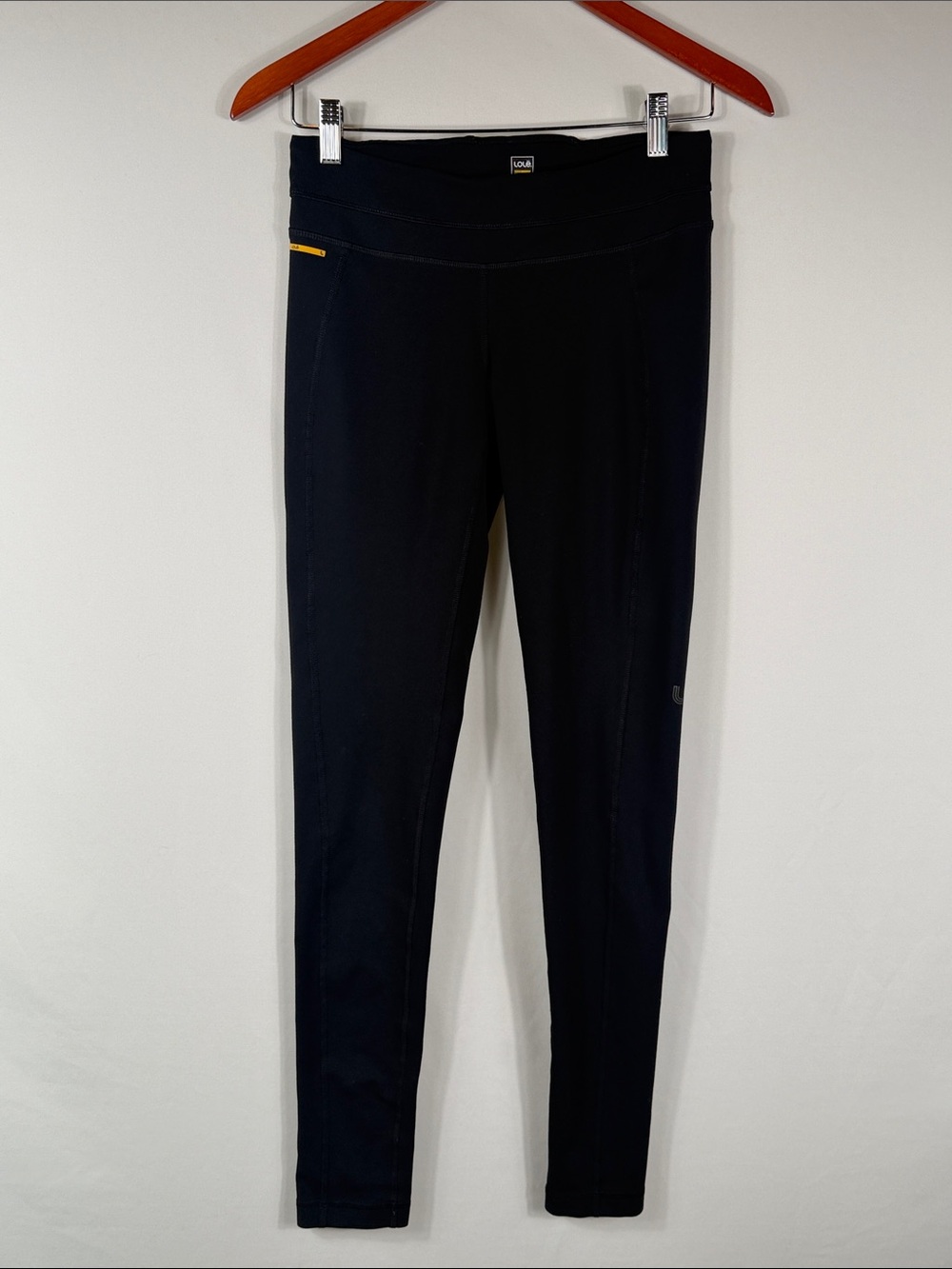 Lole Black Leggings with Small Yellow Accent. Womens Size‎ S. Mild wash wear